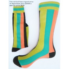 Sale!!  Premium cotton vertical line green orange dress socks size 7-12